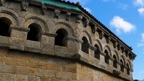 Sculpted-Arches-of-Braganza's-Domus-Municipalis-façade,-Portugal