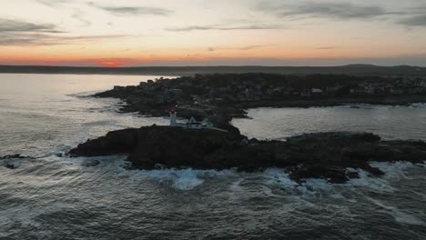The-Cape-Neddick-Light-On-Sunset---Lighthouse-In-Cape-Neddick,-York,-Maine