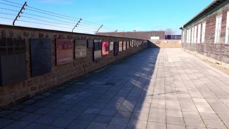 Mauthausen,-Upper-Austria---Memorial-Plaques-at-Mauthausen-Concentration-Camp---Drone-Flying-Forward