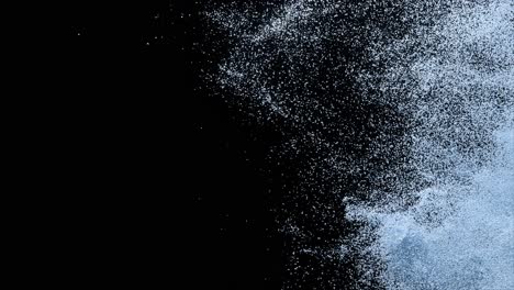 Abstract-Concept-Colored-Powder-Scatters-on-a-Black-Isolated-Background-Sand-Spray-Blue-Color-Slow