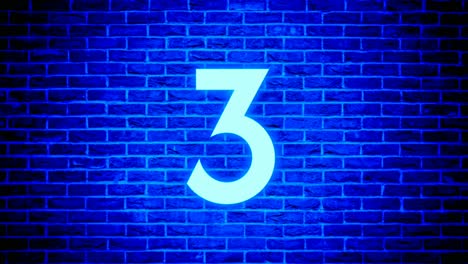 Neon-light-number-3-three-animation-motion-graphics-modern-on-brick-wall-background