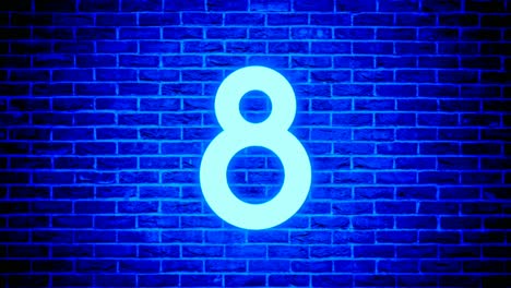 Neon-light-number-8-eight-animation-motion-graphics-modern-on-brick-wall-background