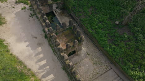medieval-wall-seen-from-above-aerial-descending-shot