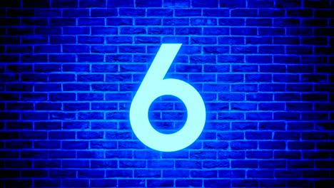 Neon-light-number-6-six-animation-motion-graphics-modern-on-brick-wall-background