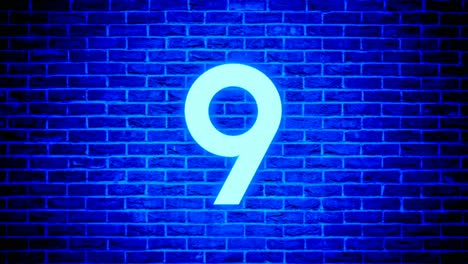 Neon-light-number-9-nine-animation-motion-graphics-modern-on-brick-wall-background