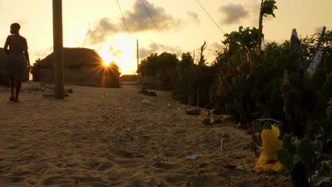 trash-plastic-bag-pollution-on-sandy-tropical-beach-at-sunset-in-rural-village-of-africa