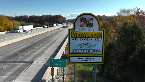 Maryland-Heißt-Sie-Herzlich-Willkommen.-Schild-Am-Potomac-River
