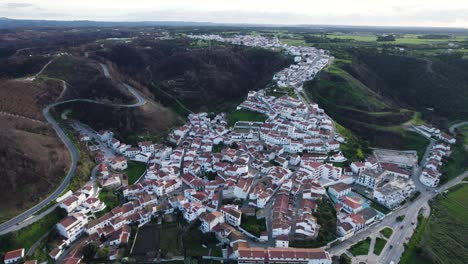 Odeceixe-Village-Overlook,-Aljezur,-Portugal---Aerial-top-view