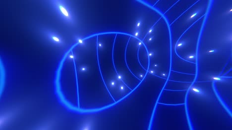 Blauer-Weltraumhintergrund,-Blaues-Elektrisches-Lichtstrahlsystem,-Abstrakte-Blau-Glänzende-Leuchtende-Linien,-Energiestrahlen-Und-Partikelpunkte,-Abstrakter-Hintergrund