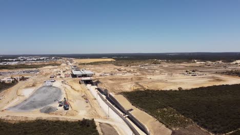 High-Aerial-View-Of-The-New-Alkimos-Train-Station-Under-Construction,-Perth