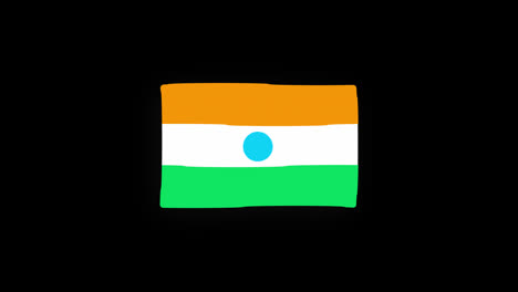 Nationalflagge-Indiens,-Ländersymbol,-Nahtlose-Schleifenanimation,-Winken-Mit-Alphakanal