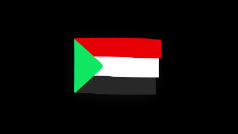 Nationales-Symbol-Der-Sudanesischen-Flagge,-Nahtlose-Schleifenanimation,-Die-Mit-Alphakanal-Winkt