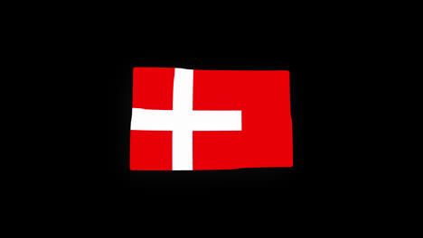 Bandera-Nacional-De-Dinamarca-Icono-Del-País-Animación-En-Bucle-Sin-Interrupción-Ondeando-Con-Canal-Alfa