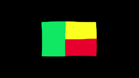 Bandera-Nacional-De-Benin-Icono-Del-País-Animación-En-Bucle-Sin-Interrupción-Ondeando-Con-Canal-Alfa
