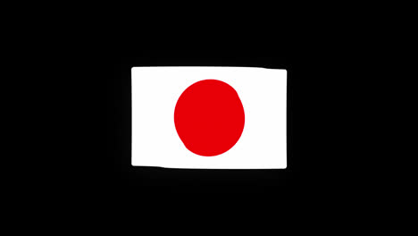 Nationales-Symbol-Der-Japanischen-Flagge,-Nahtlose-Schleifenanimation,-Die-Mit-Alphakanal-Winkt