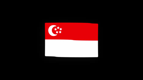Nationalflagge-Von-Singapur,-Ländersymbol,-Nahtlose-Schleifenanimation,-Winken-Mit-Alphakanal