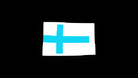 Bandera-Nacional-De-Finlandia-Icono-Del-País-Animación-En-Bucle-Sin-Interrupción-Ondeando-Con-Canal-Alfa