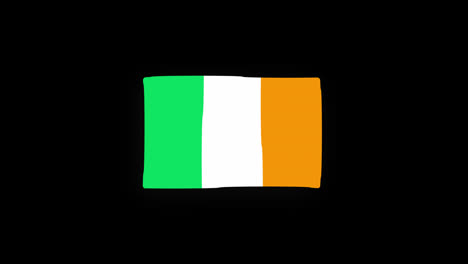 Bandera-Nacional-De-Irlanda-Icono-Del-País-Animación-En-Bucle-Sin-Interrupción-Ondeando-Con-Canal-Alfa