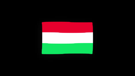 Nationalflagge-Ungarns,-Ländersymbol,-Nahtlose-Schleifenanimation,-Winken-Mit-Alphakanal