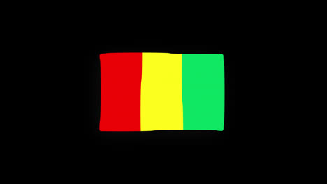 Nationales-Symbol-Der-Flagge-Guineas,-Nahtlose-Schleifenanimation,-Die-Mit-Alphakanal-Winkt