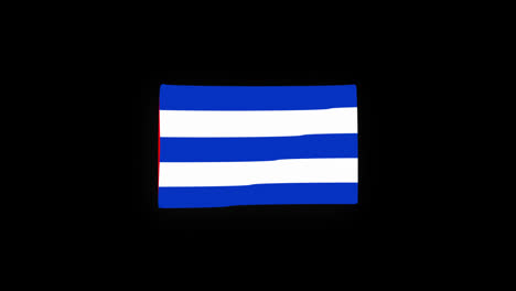 Bandera-Nacional-De-Cuba-Icono-Del-País-Animación-En-Bucle-Sin-Interrupción-Ondeando-Con-Canal-Alfa