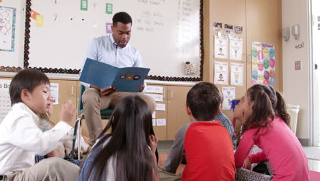 Lehrer-Liest-Kindern-In-Einer-Grundschulklasse-Eine-Geschichte-Vor