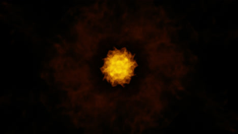 Feuerball-Energieeffekt-Explosion-In-Richtung-Der-Glühenden-Flammen-Der-Kamera-Mit-Alphakanal