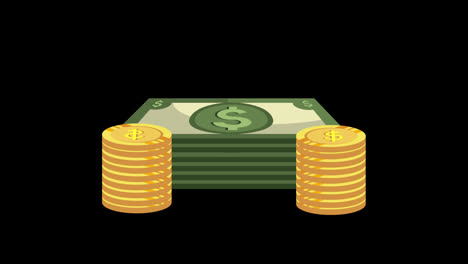 dollar-and-coin-pile-icon-with-hand-loop-animation-with-alpha-channel