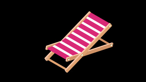 a-pink-and-white-striped-beach-chair-icon-concept-loop-animation-video-with-alpha-channel