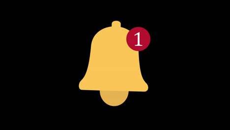 A-yellow-bell-with-a-red-circle-and-a-number-on-it-icon-concept-loop-animation-video-with-alpha-channel