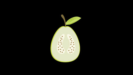 A-cut-pear-with-a-leaf-icon-concept-loop-animation-video-with-alpha-channel