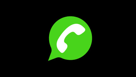 Eine-Grüne-Sprechblase-Mit-Einem-Weißen-Telefonanrufsymbol,-Konzeptschleifen-Animationsvideo-Mit-Alphakanal