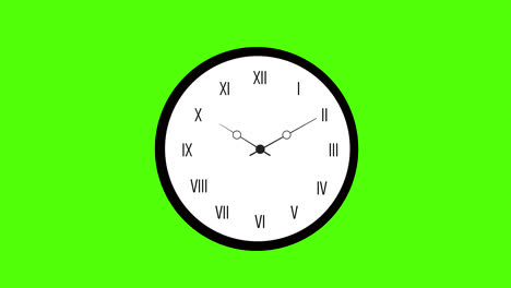 Un-Reloj-Blanco-Y-Negro-Con-Un-Icono-De-Números-Romanos-Concepto-De-Vídeo-De-Animación-En-Bucle-Con-Canal-Alfa