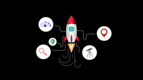 Raumschiff-Symbol-Animation-Startup-Geschäftskonzept-Transparenter-Hintergrund-Mit-Alphakanal