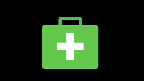 A-green-first-aid-kit-with-a-white-cross-concept-loop-animation-video-with-alpha-channel