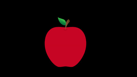 Ein-Roter-Apfel-Mit-Einer-Grünen-Blattkonzeptanimation-Mit-Alphakanal