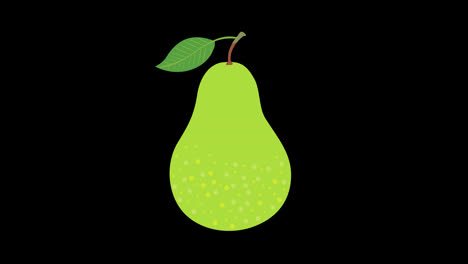 a-green-pear-with-a-leaf-on-it-icon-concept-loop-animation-video-with-alpha-channel