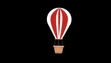 Rot-weißes-Heißluftballon-Symbol,-Das-Im-Himmel-Schwebt,-Konzeptanimation-Mit-Alphakanal