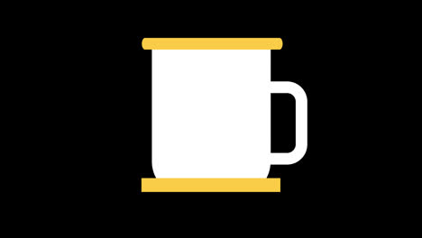 Eine-Weiße-Kaffeetasse-Mit-Gelbem-Rand-Icon-Konzept-Loop-Animation-Mit-Alphakanal