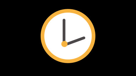 a-orange-and-white-wall-clock-icon-concept-loop-animation-video-with-alpha-channel