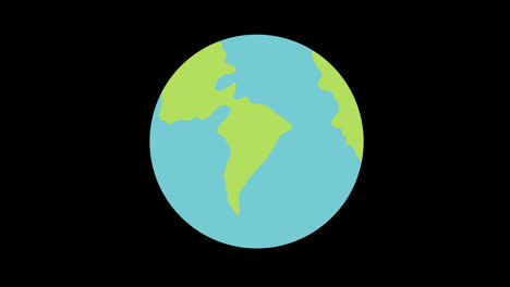 Una-Animación-Conceptual-Del-Icono-Del-Mapa-Del-Planeta-Tierra-Del-Globo-Azul-Y-Verde-Con-Canal-Alfa