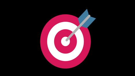 a-red-and-white-target-with-an-arrow-in-the-center-concept-animation-with-alpha-channel