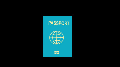 Un-Pasaporte-Azul-Con-Un-Icono-De-Globo-Video-De-Animación-En-Bucle-Con-Canal-Alfa