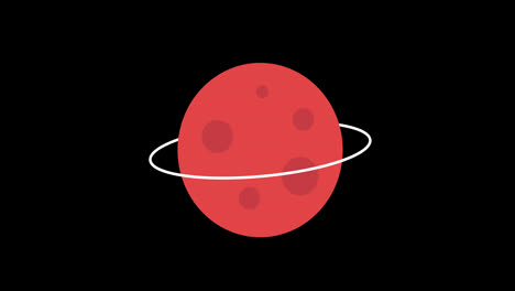 Un-Planeta-Rojo-Con-Un-Anillo-Blanco-Alrededor-De-él-Icono-Concepto-De-Vídeo-De-Animación-En-Bucle-Con-Canal-Alfa