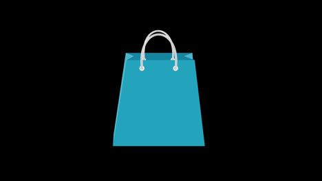 Eine-Blaue-Einkaufstasche-Mit-Weißen-Griffen,-Symbolkonzept,-Schleifenanimationsvideo-Mit-Alphakanal