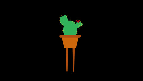 Eine-Topfkaktuspflanze-Mit-Grünen-Blättern,-Symbolkonzept,-Schleifenanimationsvideo-Mit-Alphakanal