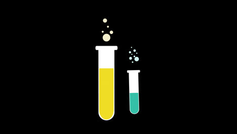 Labor-Reagenzglaskolben-Mit-Farbigem-Flüssigkeitssymbol,-Schleifenanimation-Mit-Alphakanal