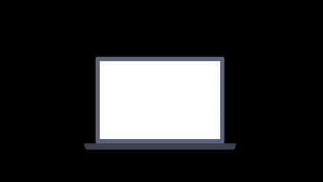 Ein-Laptop-Mit-Weißem-Bildschirmsymbol,-Konzeptschleifen-Animationsvideo-Mit-Alphakanal