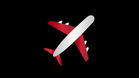 a-red-and-white-airplane-flying-in-the-sky-concept-animation-with-alpha-channel