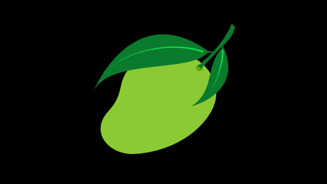 Symbol-Einer-Mango-Mit-Grünem-Blatt,-Das-Frische-Und-Tropische-Vibes-Konzeptanimation-Mit-Alphakanal-Darstellt